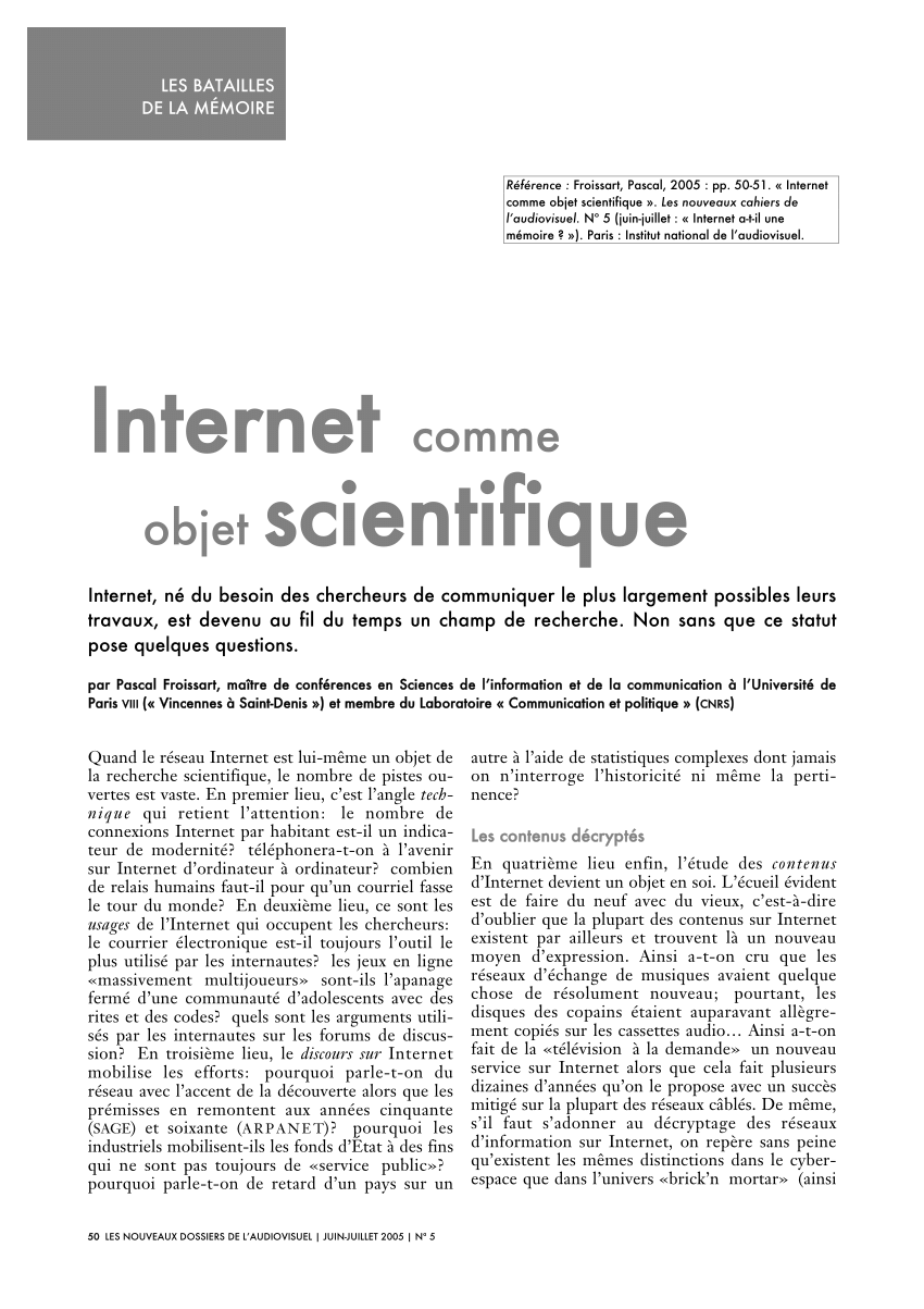 PDF) Objet concret, objet scientifique, objet de recherche