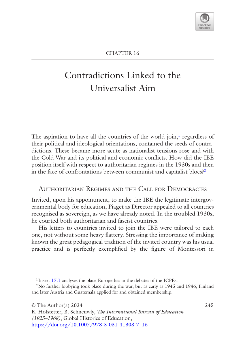 PDF Contradictions Linked to the Universalist Aim