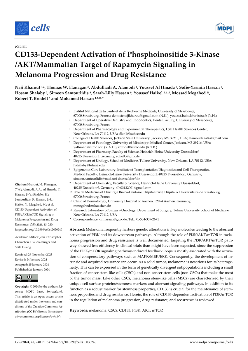 PDF) CD133-Dependent Activation of Phosphoinositide 3-Kinase /AKT 