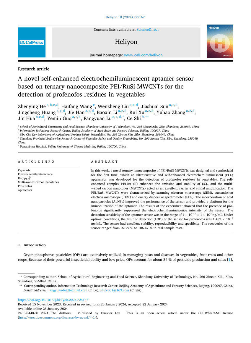 PDF) A novel self-enhanced electrochemiluminescent aptamer sensor 