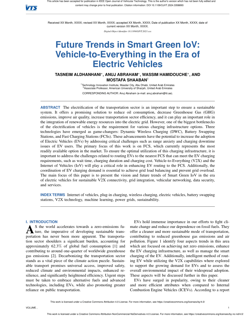 PDF Future Trends in Smart Green IoV Vehicle to Everything in  