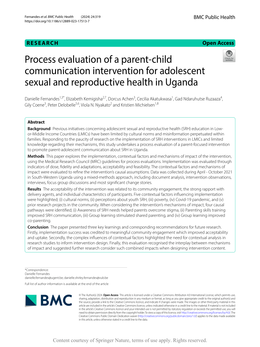 PDF Process evaluation of a parent child communication