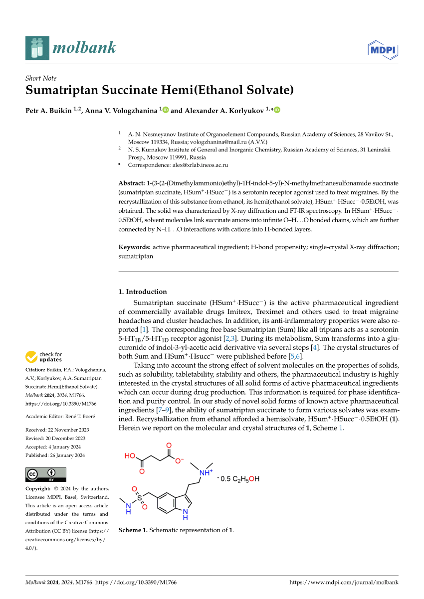 PDF) Sumatriptan Succinate Hemi(Ethanol Solvate)