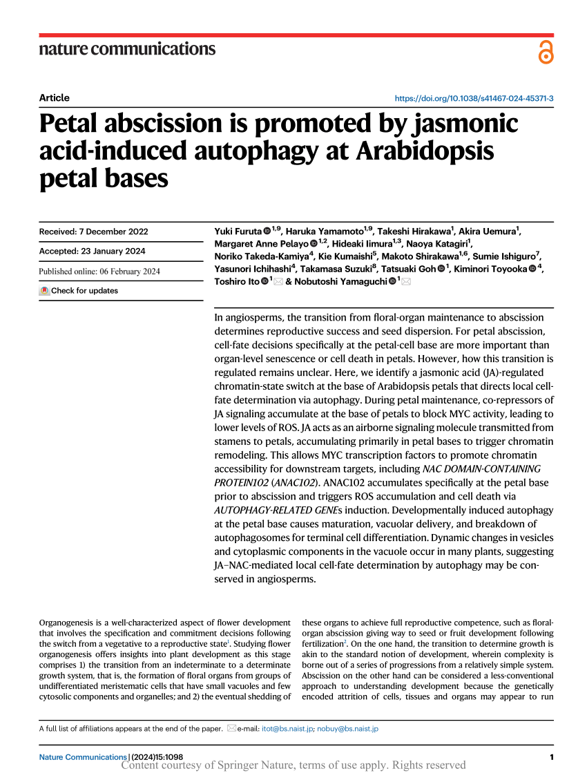 PDF) Petal abscission is promoted by jasmonic acid-induced