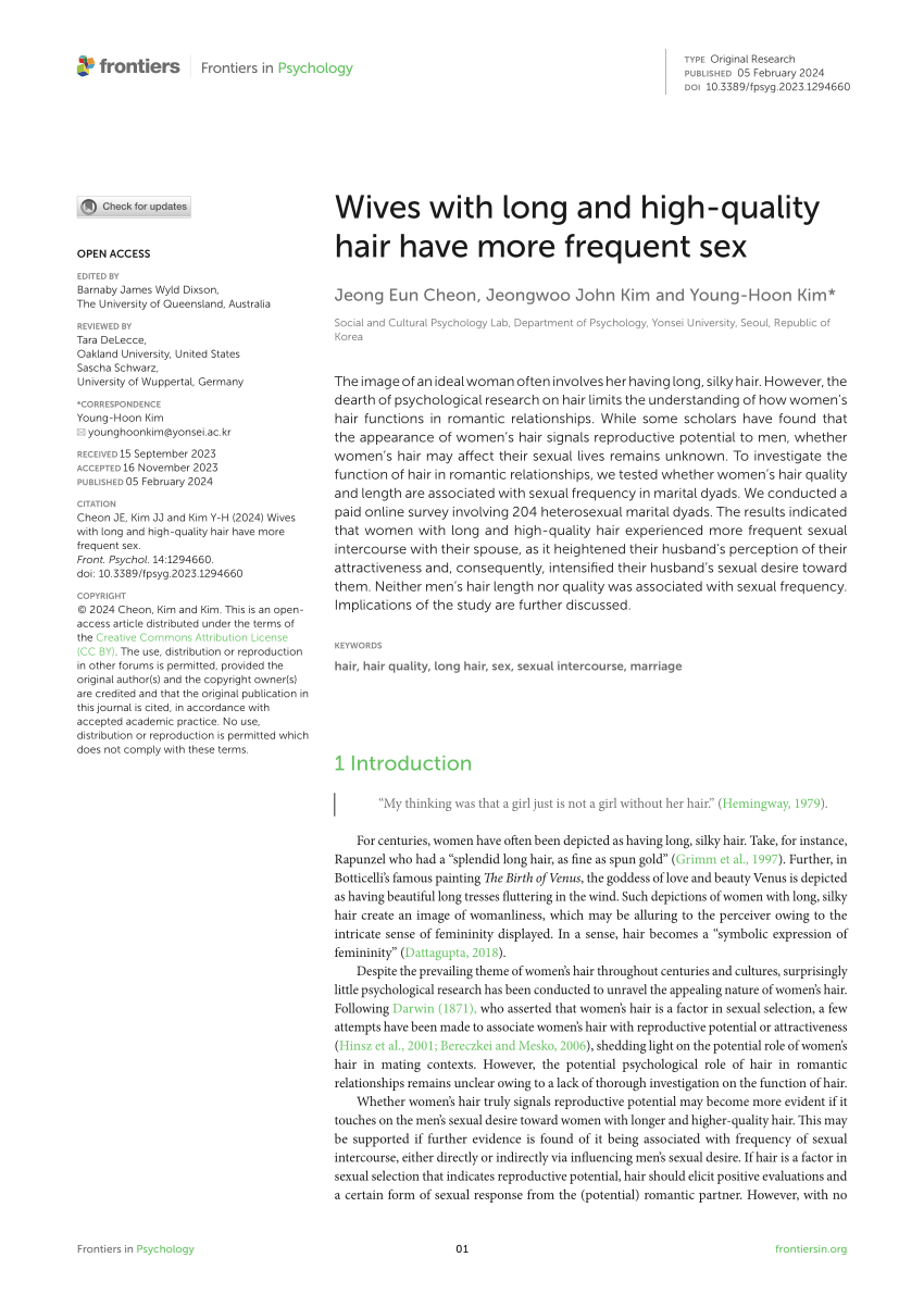 PDF) Wives with long and high-quality hair have more frequent sex