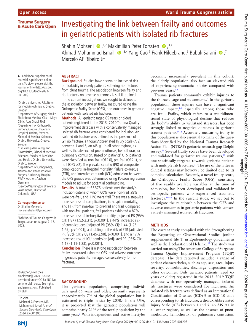 Geriatric Trauma Part 2 Rib Fractures, Pelvic Fractures