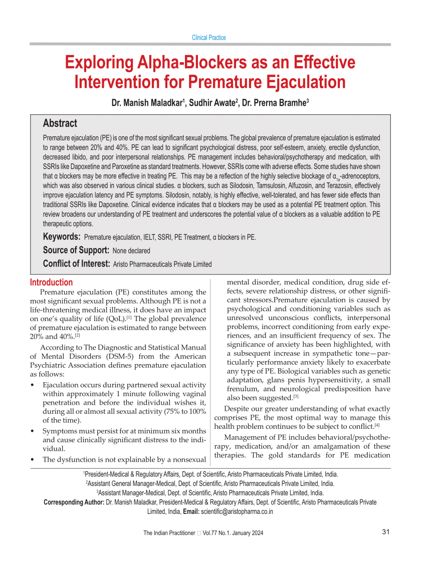 PDF Exploring Alpha Blockers as an Effective Intervention for