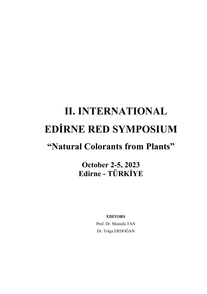 PDF) II. INTERNATIONAL EDİRNE RED SYMPOSIUM Natural Colorants