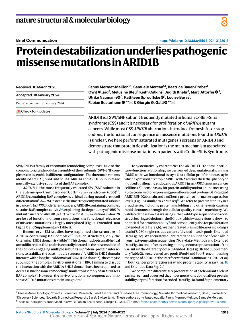 PDF Protein destabilization underlies pathogenic missense