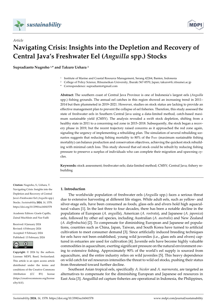 PDF) Navigating Crisis: Insights into the Depletion and Recovery of Central  Java's Freshwater Eel (Anguilla spp.) Stocks