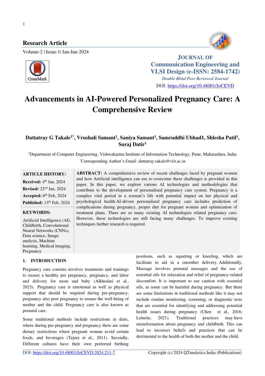 PDF) Advancements in AI-Powered Personalized Pregnancy Care: A  Comprehensive Review