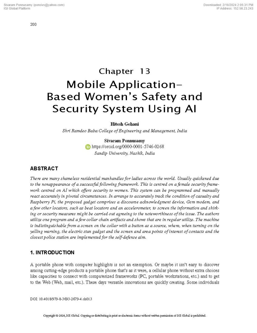 Pdf Mobile Application Based Womens Safety And Security System Using Ai 8593