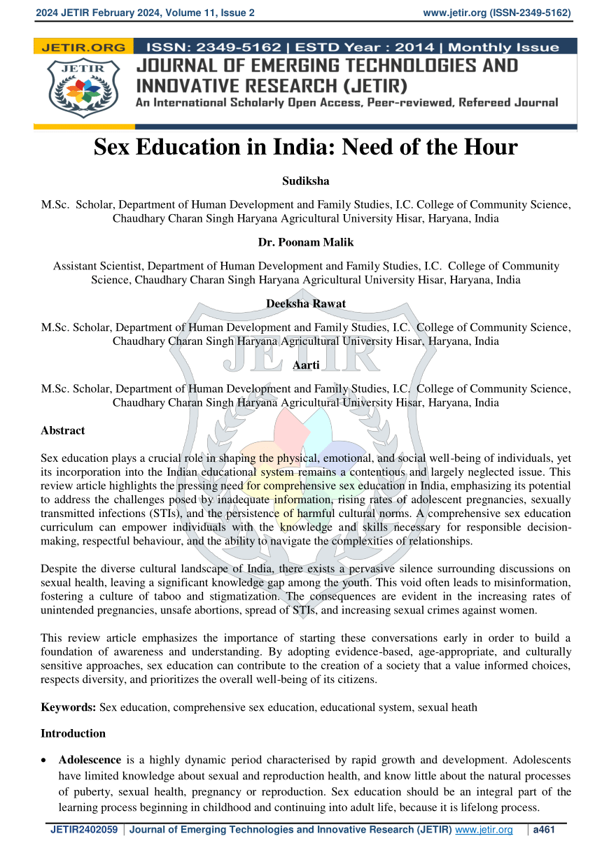 PDF) Sex education in India: Need of the hour