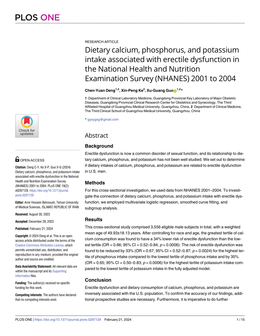 PDF Dietary calcium phosphorus and potassium intake associated