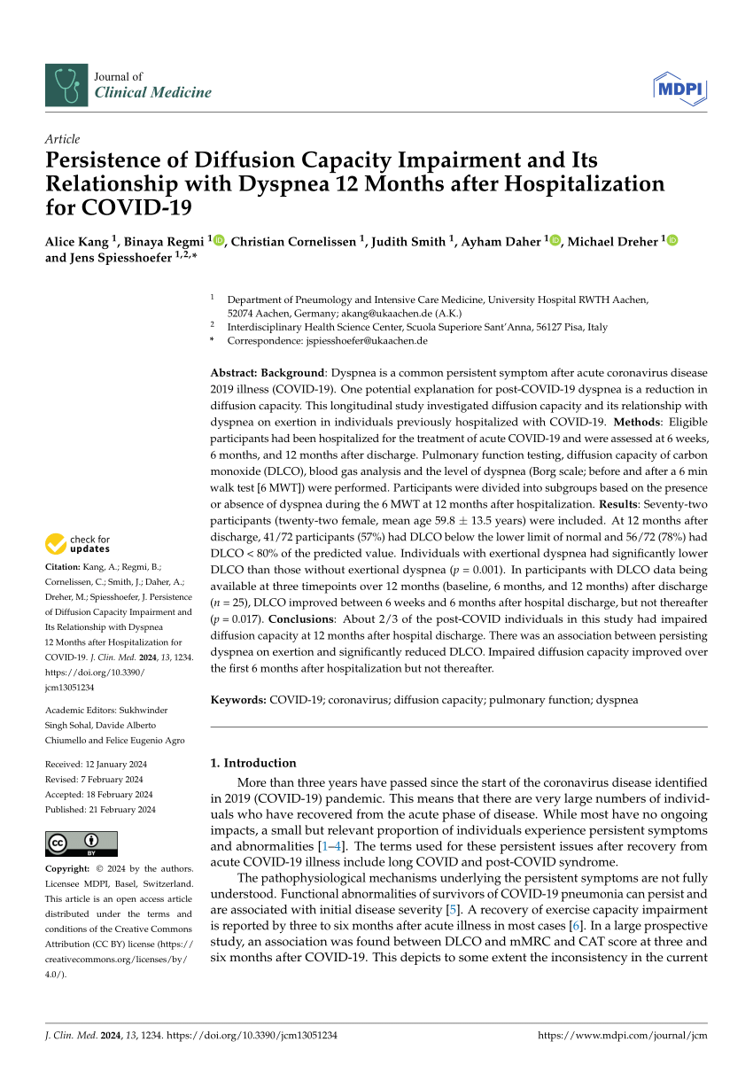 PDF Persistence of Diffusion Capacity Impairment and Its  