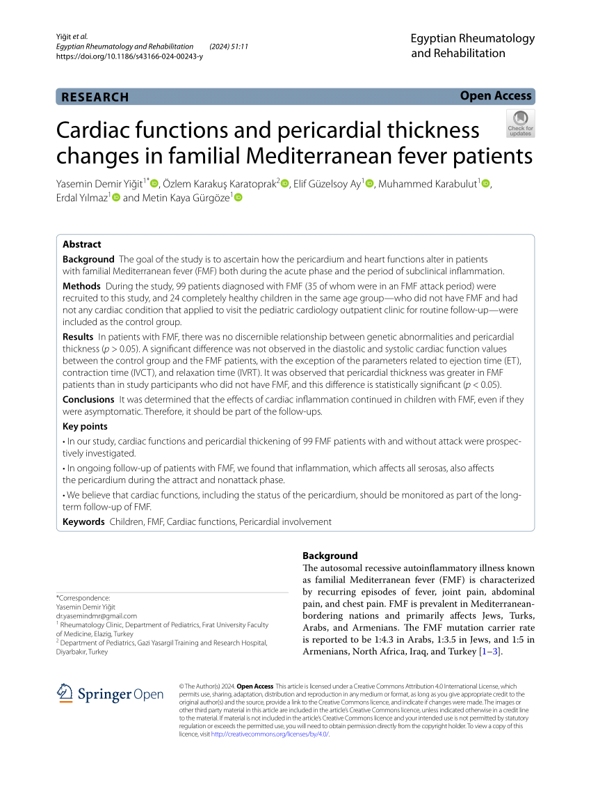 PDF Cardiac functions and pericardial thickness changes in  