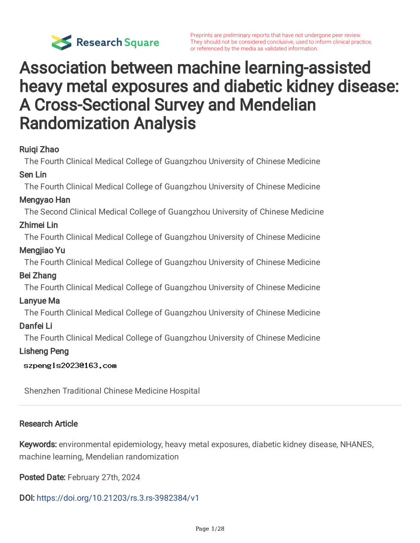 PDF Association between machine learning assisted heavy metal