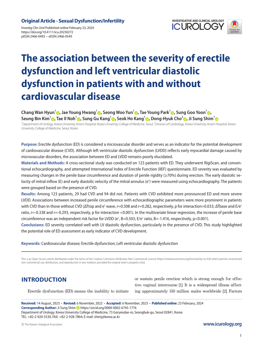 PDF The association between the severity of erectile dysfunction