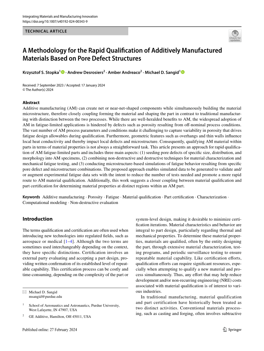 PDF) A Methodology for the Rapid Qualification of Additively 