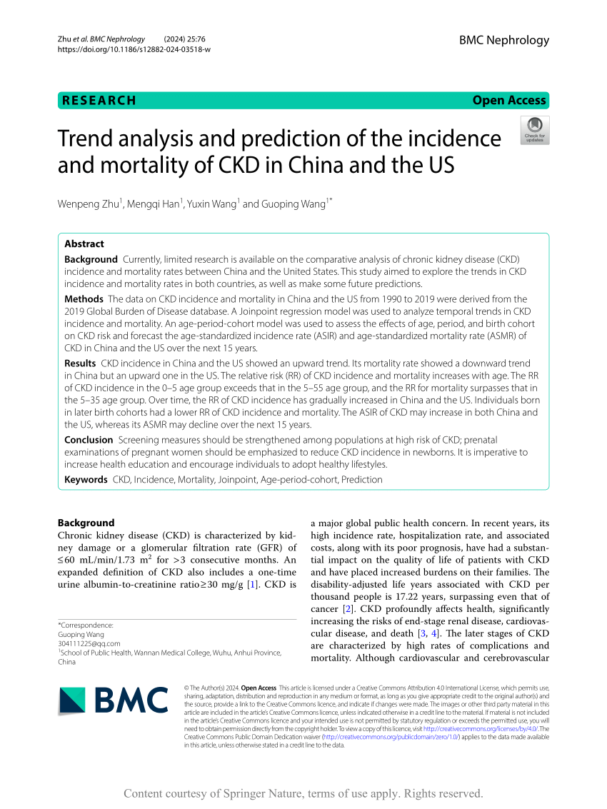 PDF) Trend analysis and prediction of the incidence and mortality 