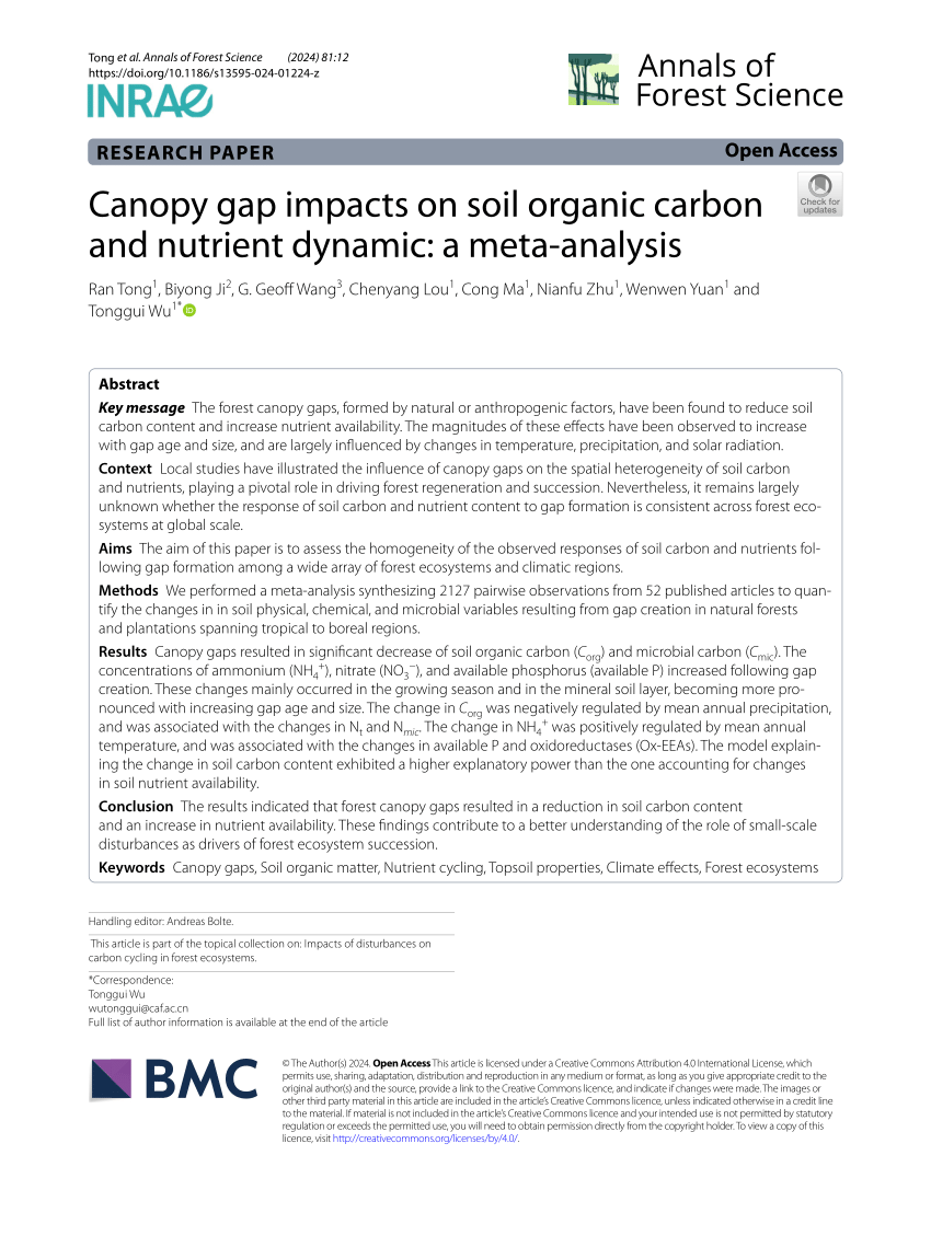 PDF) Canopy gap impacts on soil organic carbon and nutrient 