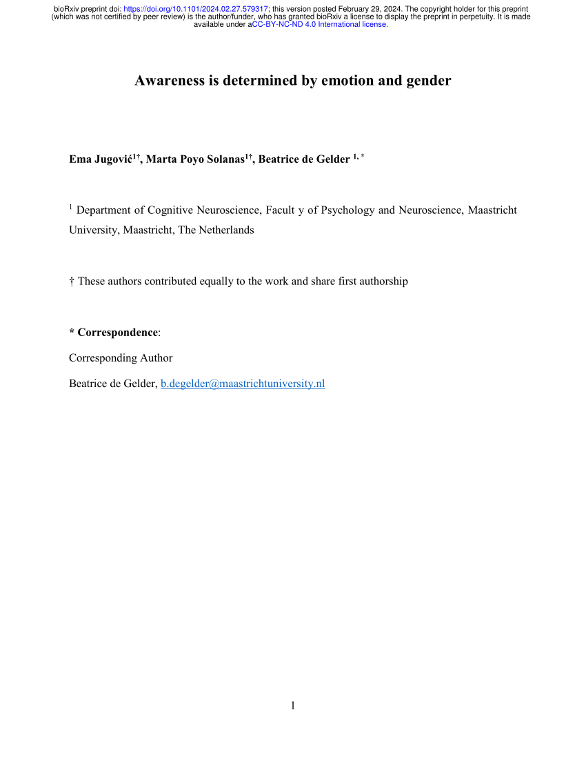 PDF Awareness is determined by emotion and gender