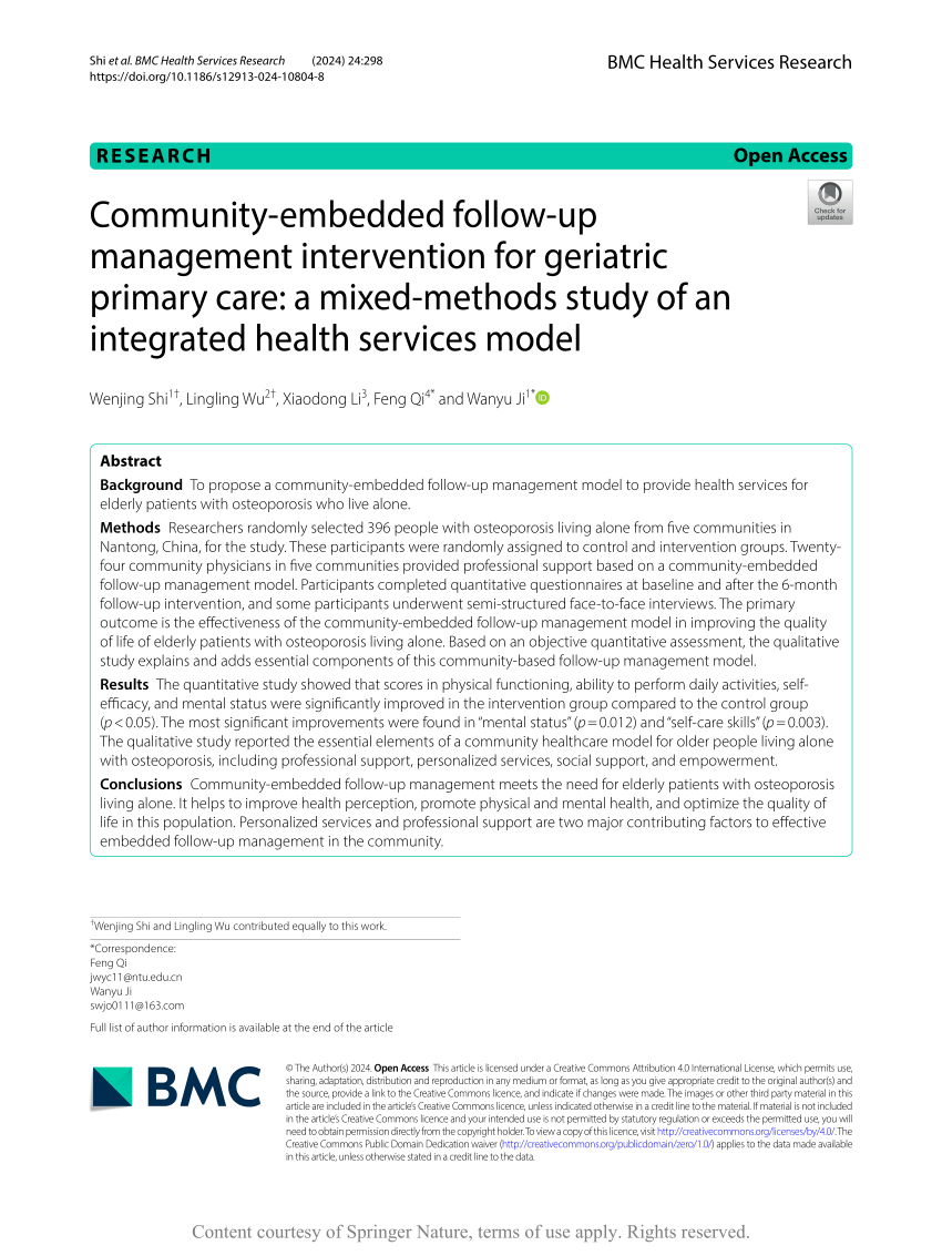 PDF) Community-embedded follow-up management intervention for 
