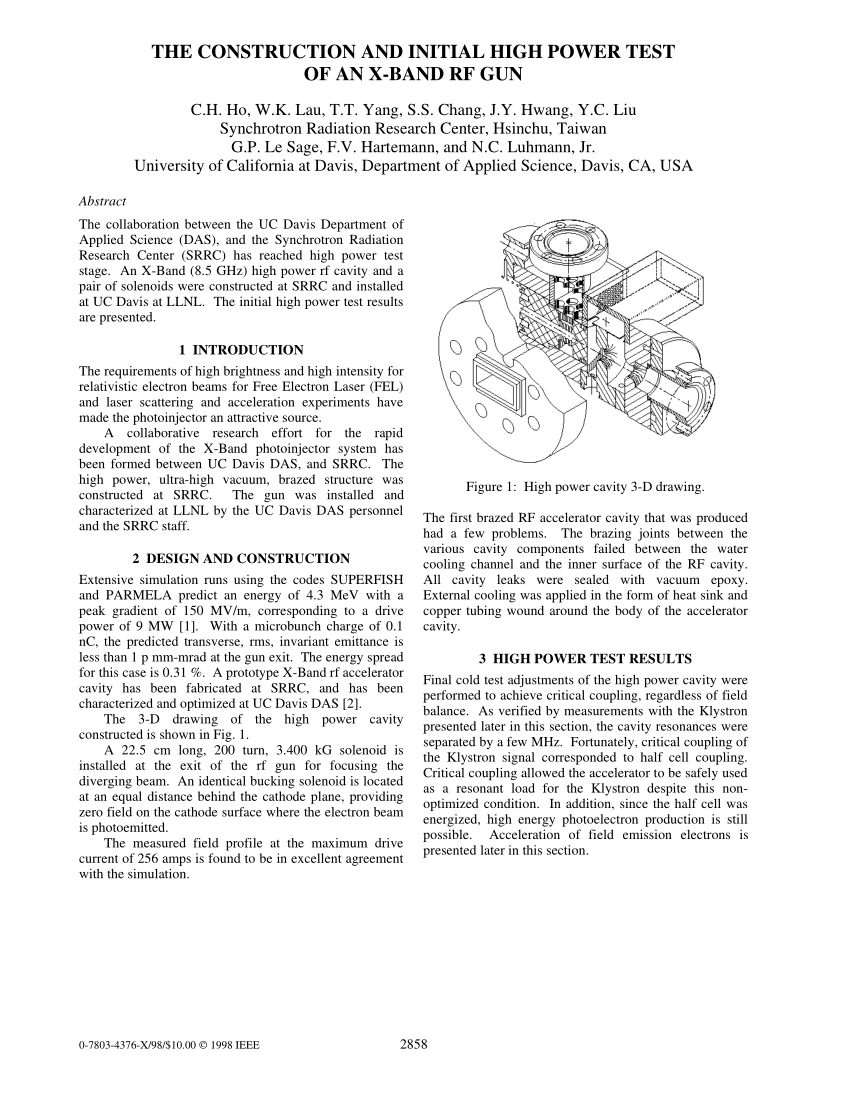 Pdf The Construction And Initial High Power Test Of An X Band Rf Gun