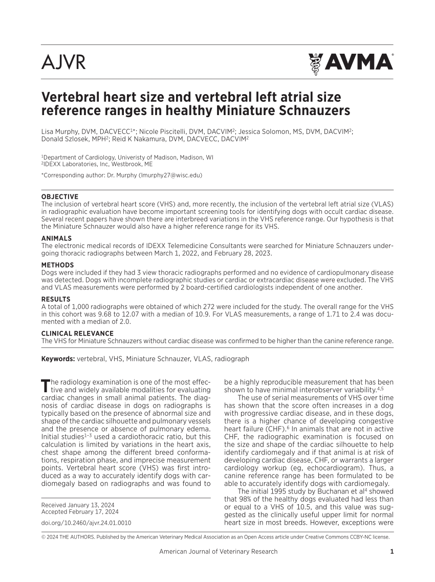 Breed-specific values for vertebral heart score (VHS), vertebral