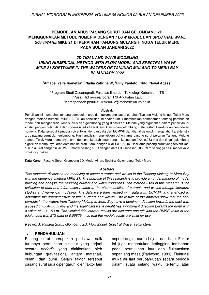 Pdf Pemodelan Arus Pasang Surut Dan Gelombang 2d Menggunakan Metode Numerik Dengan Flow Model 5862
