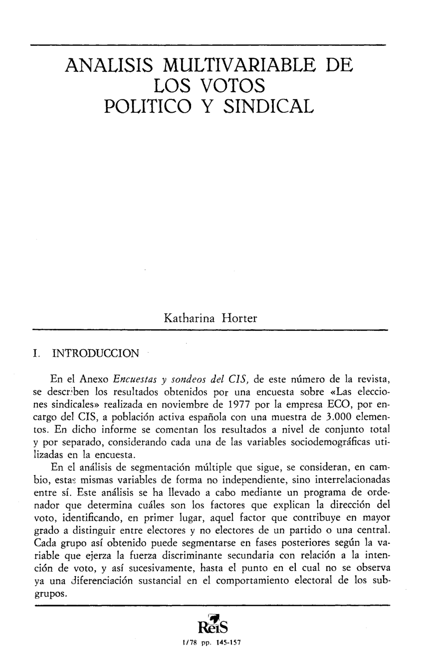 (PDF) Análisis multivariable de los votos político y sindical