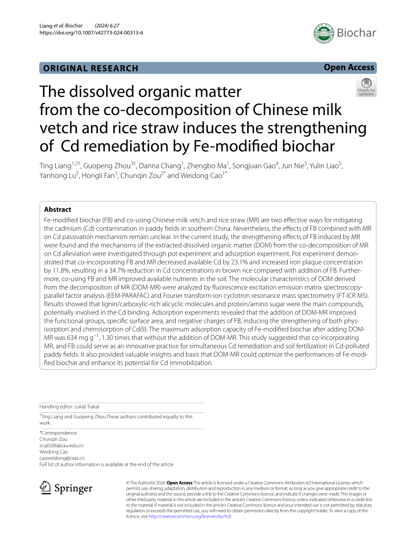 PDF) The dissolved organic matter from the co-decomposition of 