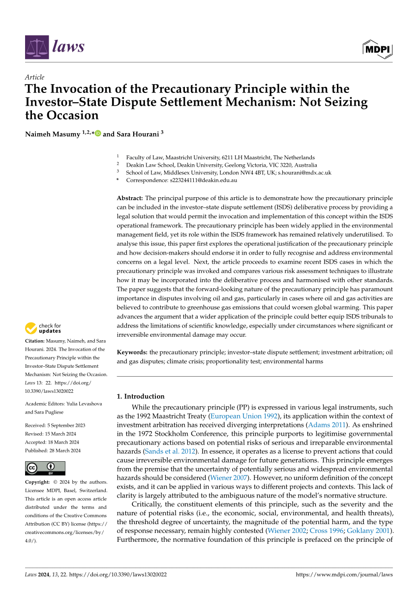 PDF) The Invocation of the Precautionary Principle within the ...