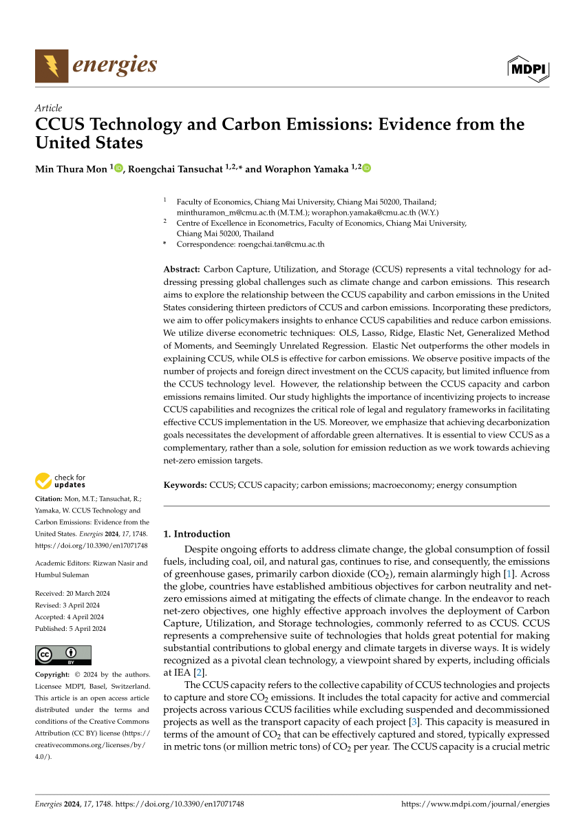 PDF) CCUS Technology and Carbon Emissions: Evidence from the 