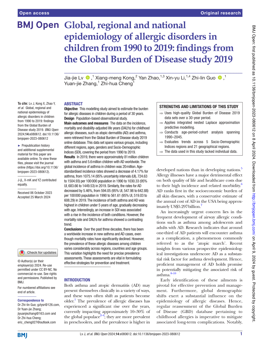 PDF Global regional and national epidemiology of allergic  