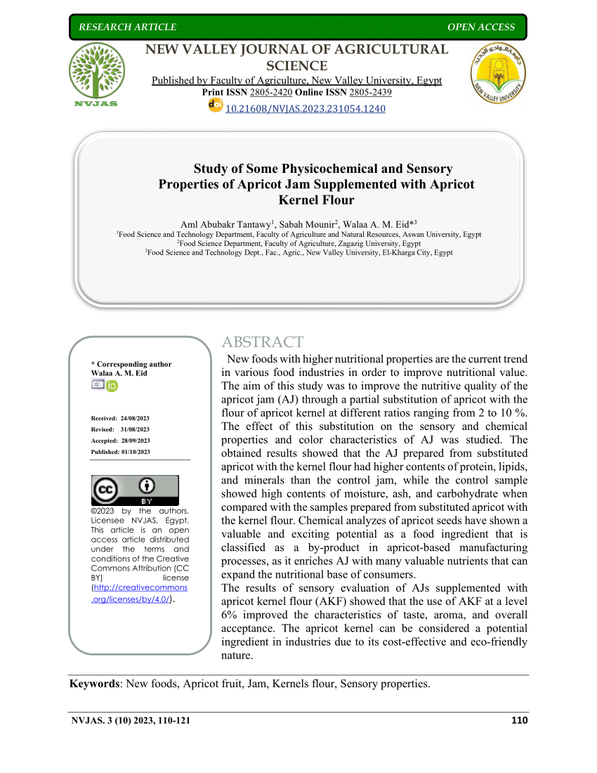 (PDF) Study of Some Physicochemical and Sensory Properties of Apricot ...