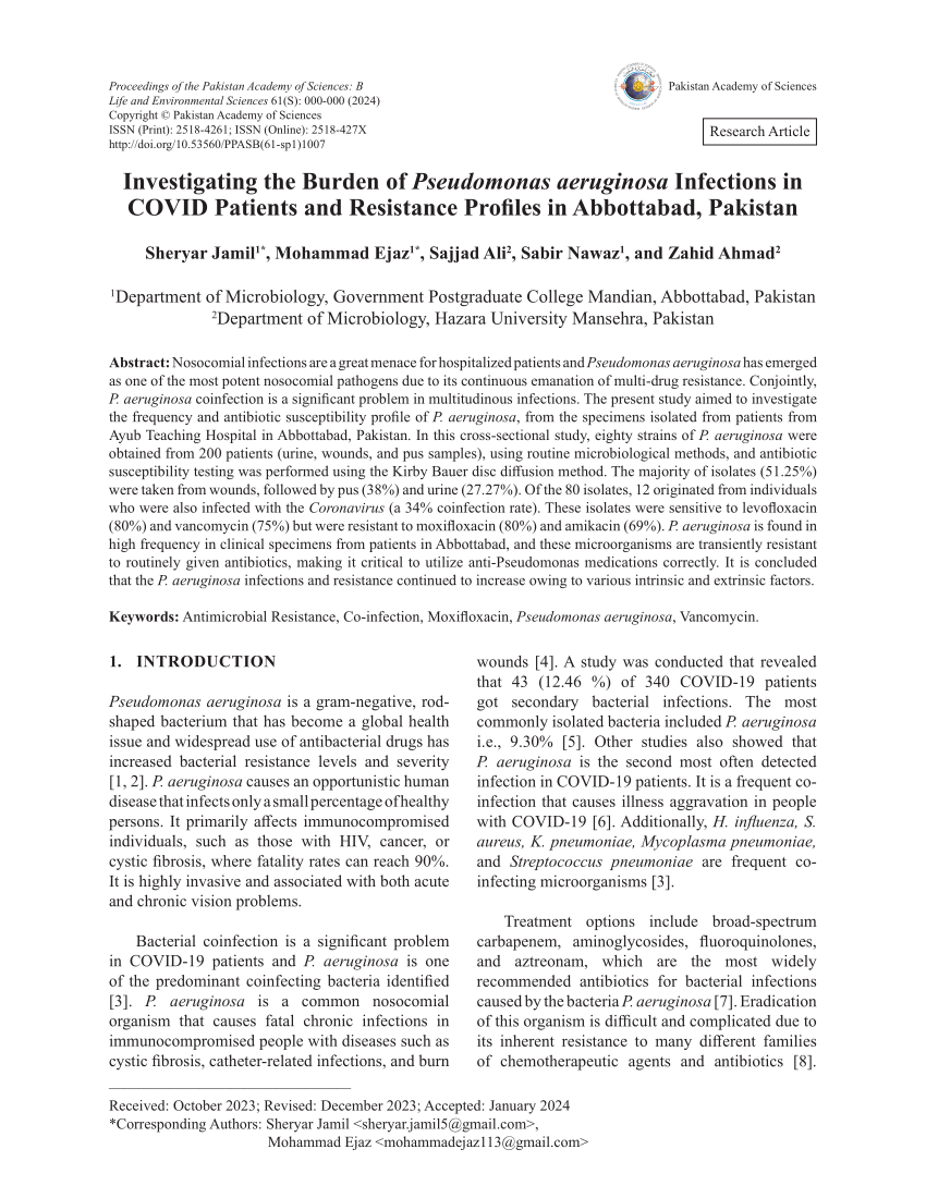 (PDF) Investigating the Burden of Pseudomonas aeruginosa Infections in ...