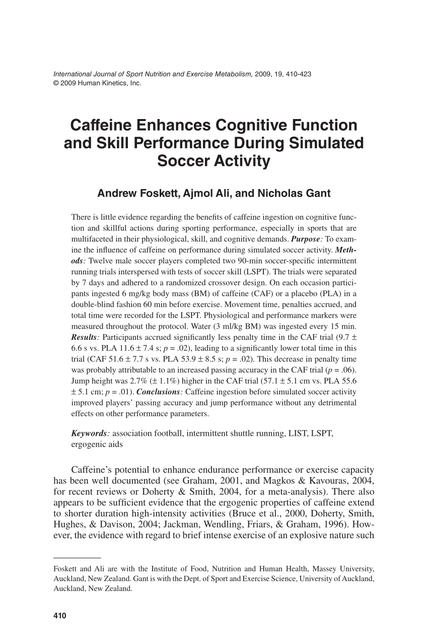 (PDF) Caffeine Enhances Cognitive Function and Skill Performance During