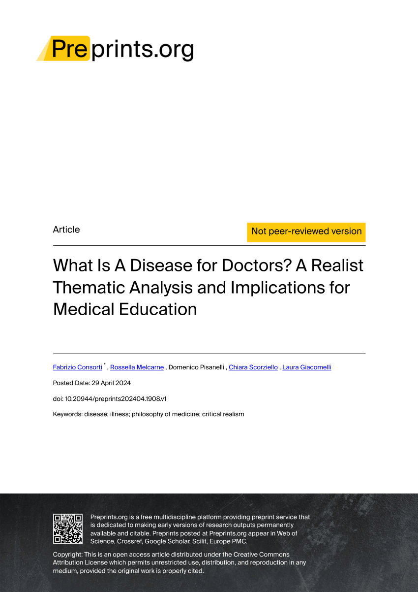 PDF What Is A Disease for Doctors A Realist Thematic Analysis  