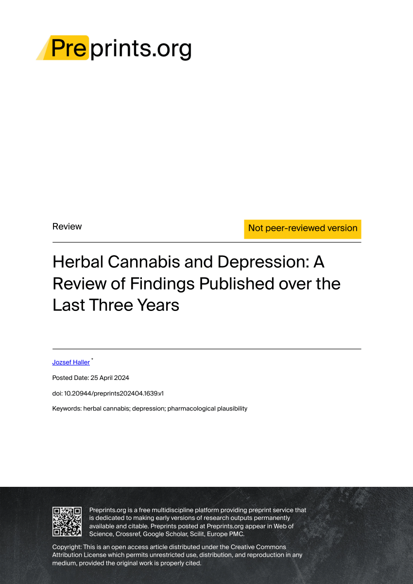 PDF) Herbal Cannabis and Depression: A Review of Findings Published over  the Last Three Years