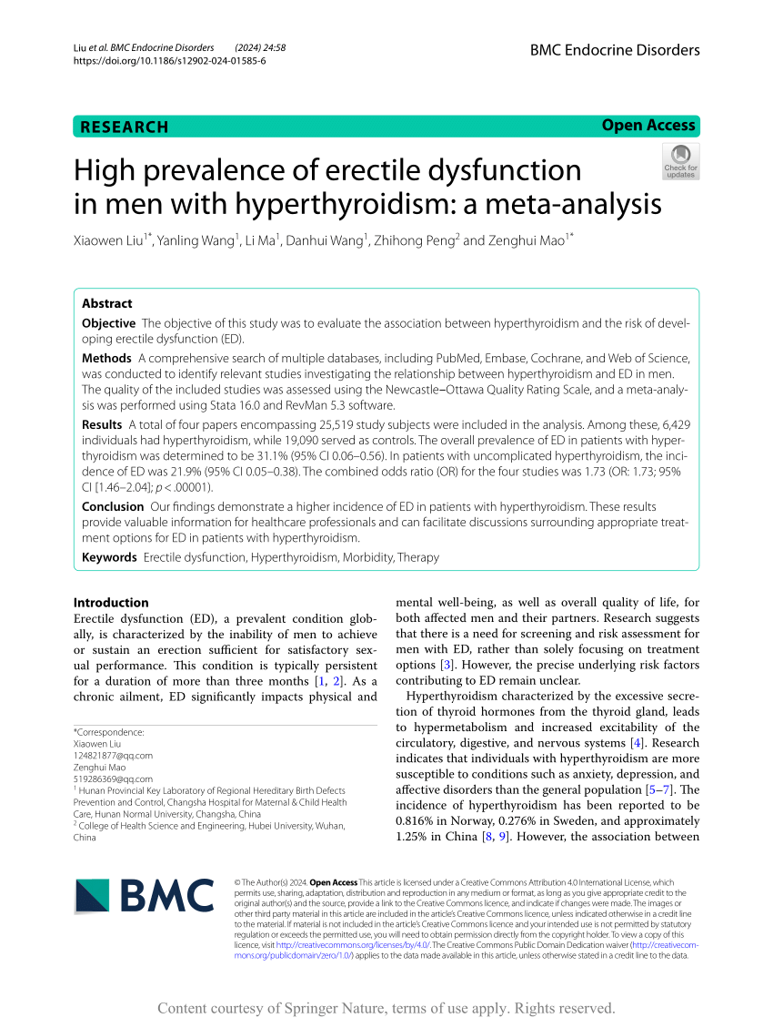 PDF High prevalence of erectile dysfunction in men with