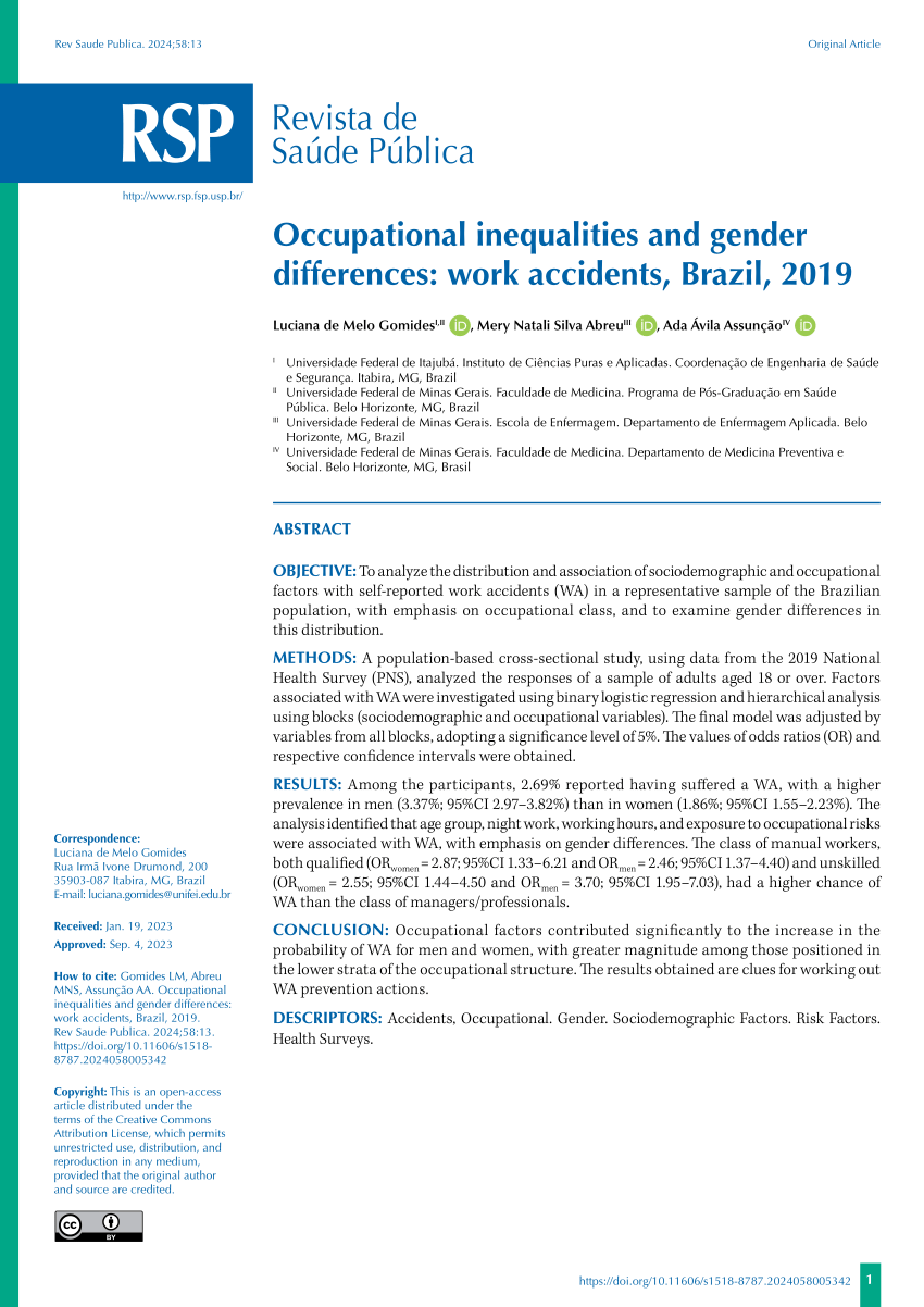 PDF Occupational inequalities and gender differences work  