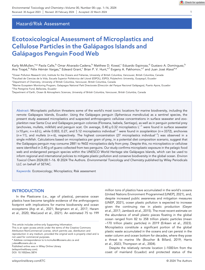 (PDF) Ecotoxicological Assessment of Microplastics and Cellulose