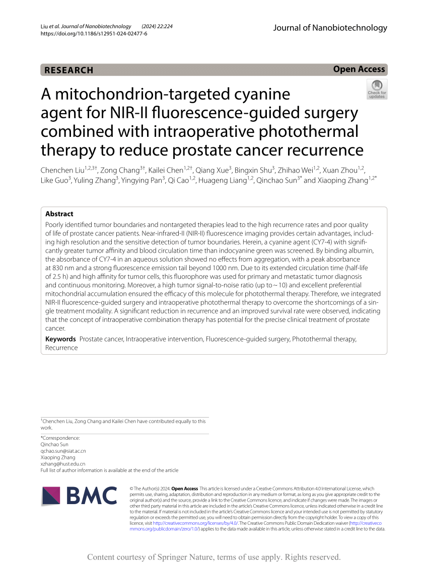 PDF A Mitochondrion Targeted Cyanine Agent For NIR II Fluorescence Guided Surgery Combined