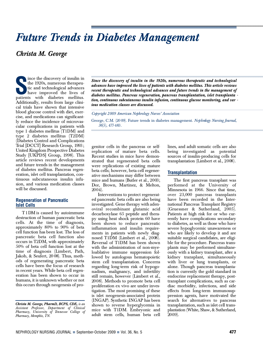 nursing journal diabetes management
