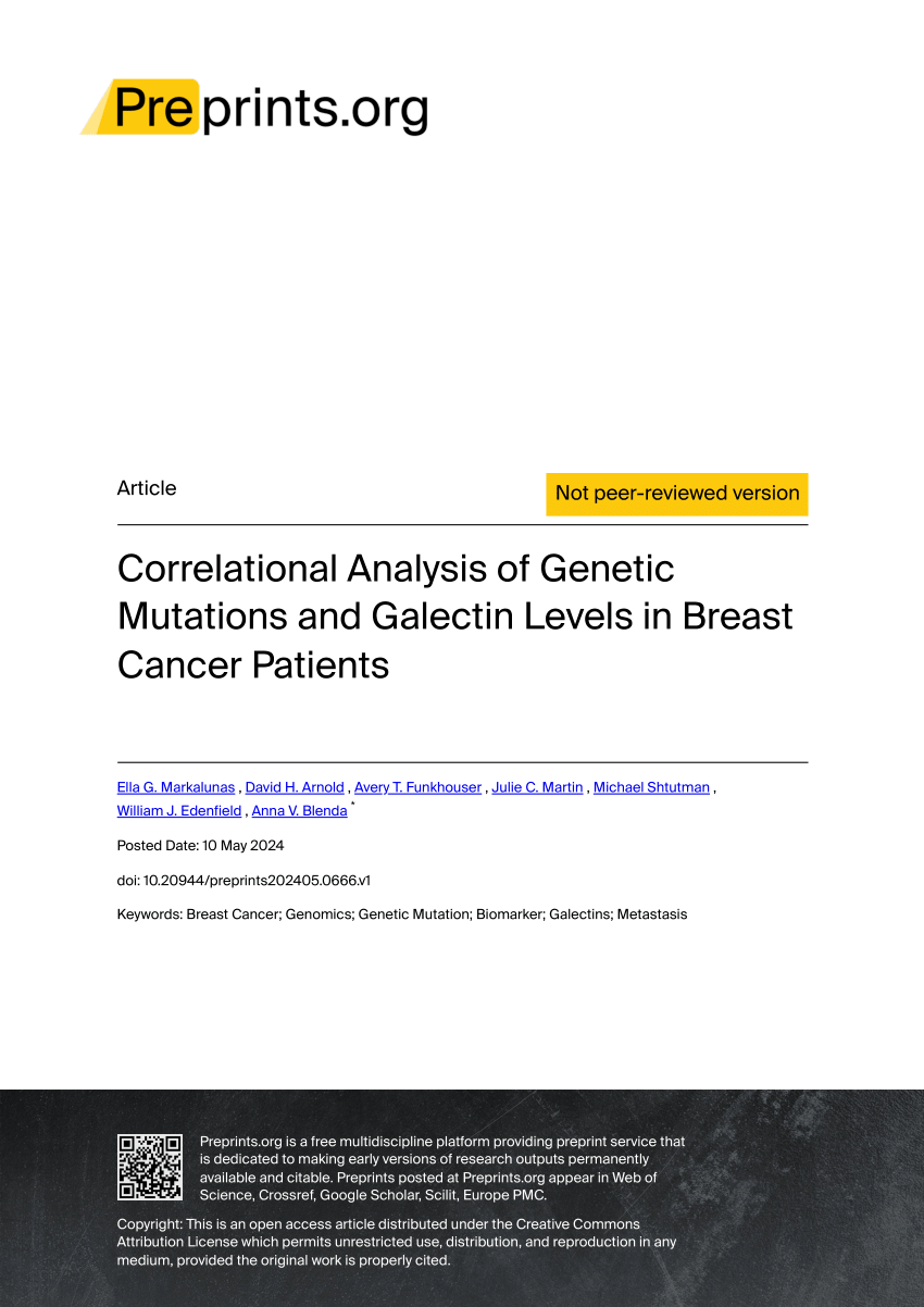 PDF Correlational Analysis of Genetic Mutations and Galectin  