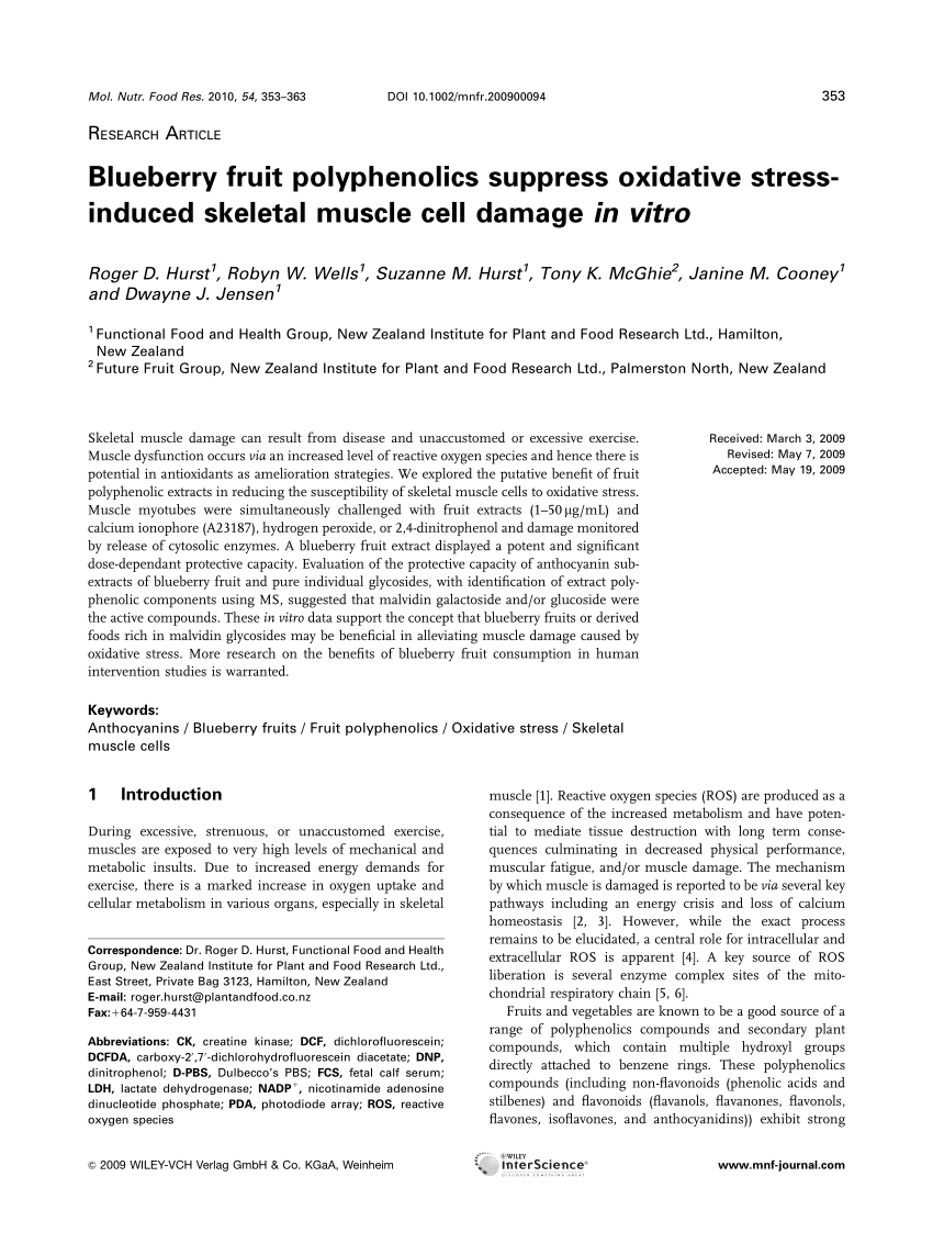 PDF) Blueberry fruit polyphenolics suppress oxidative stress