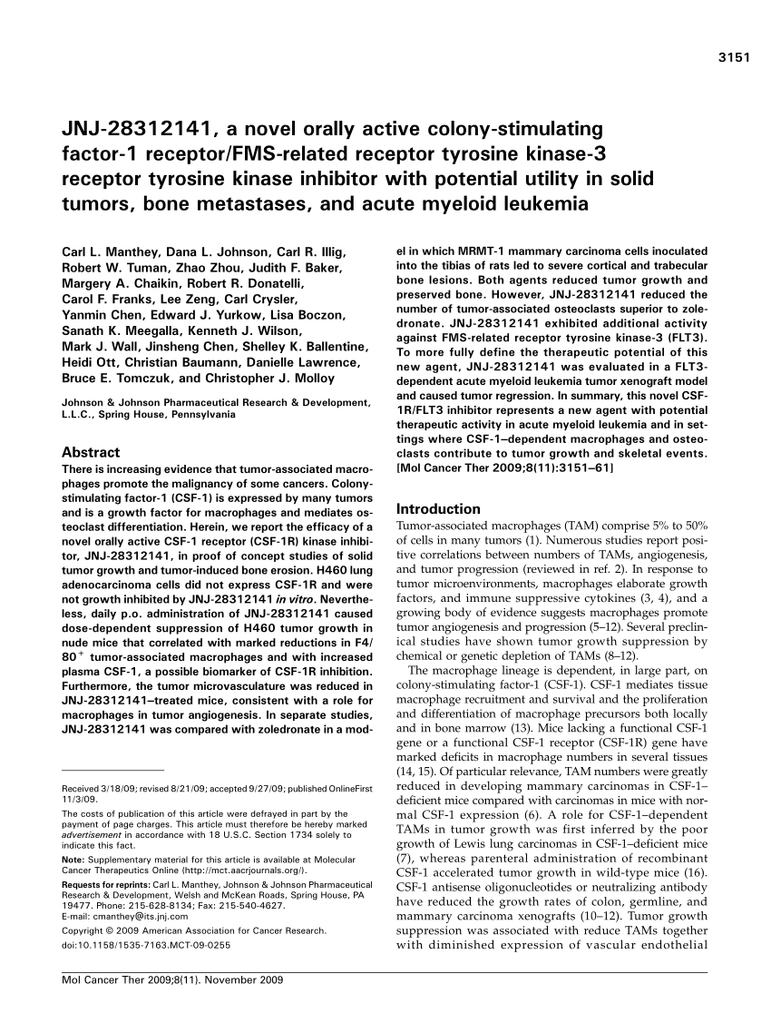 JNJ-28312141, a novel orally active colony-stimulating 