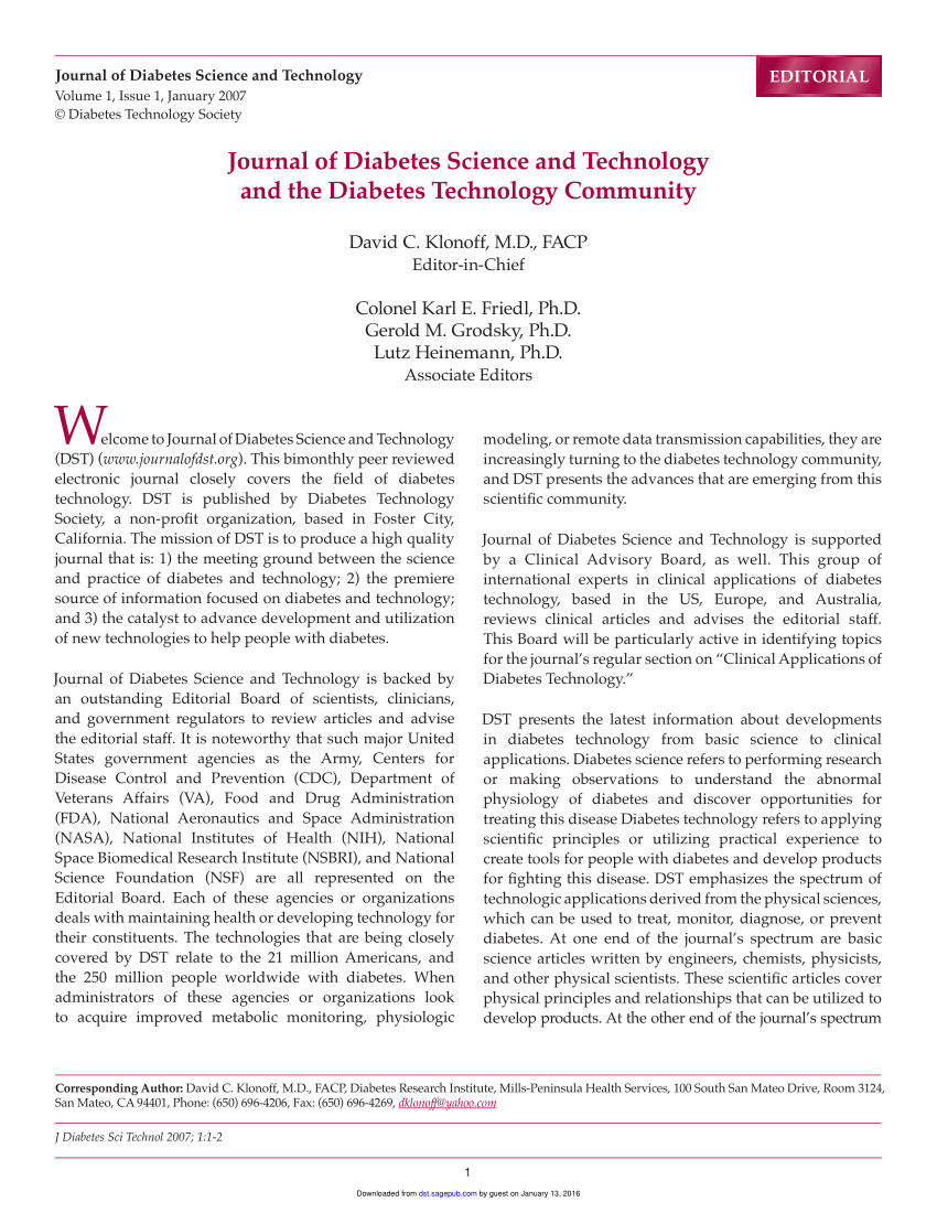 journal of diabetes science and technology)