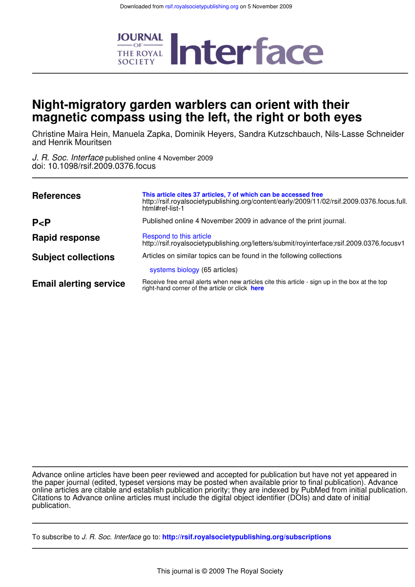 Pdf Night Migratory Garden Warblers Can Orient With Their